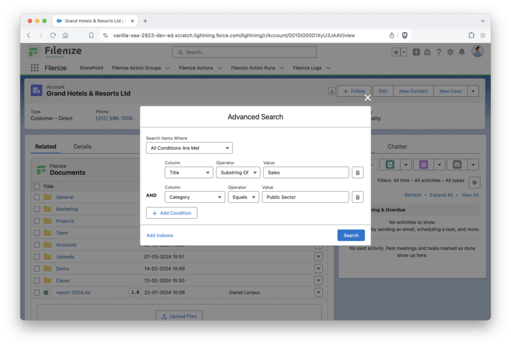 Use Advances Search to find Folders and Files